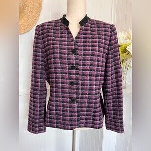 Le Suit Vintage Collection Black & Purple Button Up Jacket/Blazer